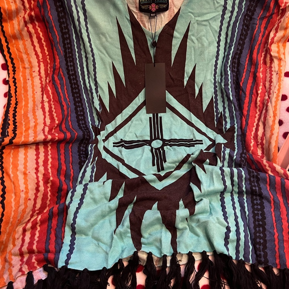 Colorful Geometric Patterned Shawl